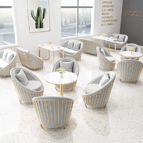 Sales office negotiation table and chair modern light luxury milk tea shop small round table and chair combination