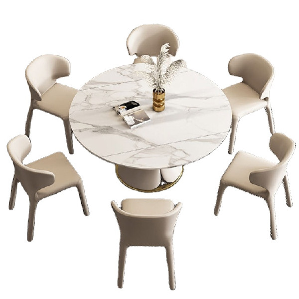 Factory Hot Sales Modern Design Small Apartment Family Round Table With Turntable Nordic Style Dining Table And Chair Combinatio