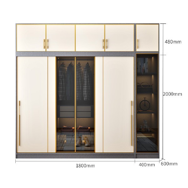 Hot sale Glass Storage Cabinet full bed room bedroom furniture sliding system wardrobe