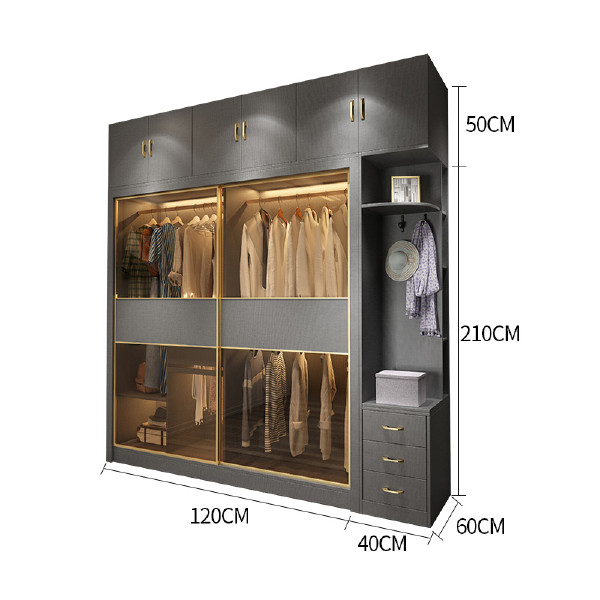 Hot Sale Clothes Cabinet Combination custom Glass Door Bedroom storage Wardrobe