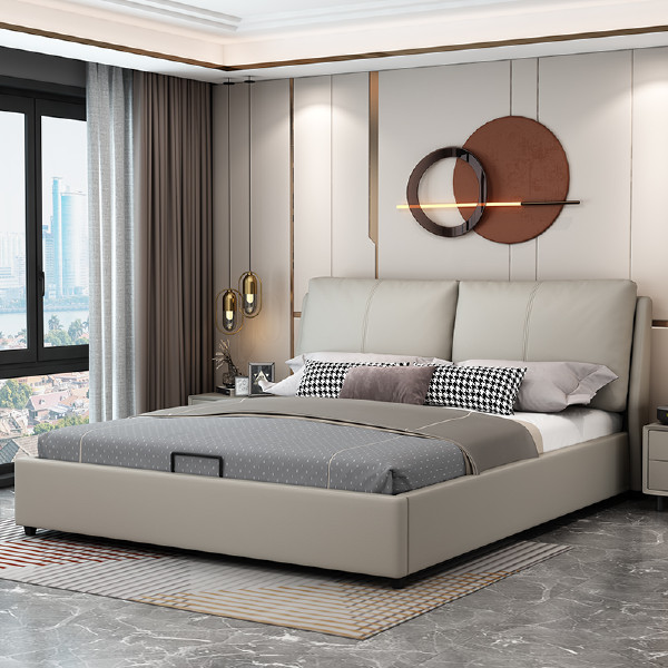 Luxury italian bedroom set furniture king size modern italian latest double bed designer furniture set leather luxury bed