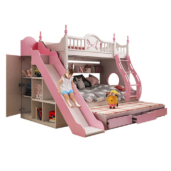 Xijiayi 2021 Children Furniture bunk bed with slide kids loft bed with storage