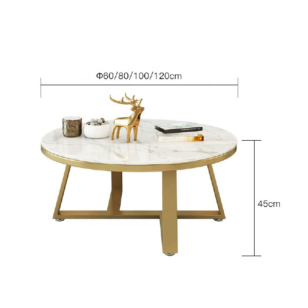 Factory Price Modern Home Furniture Stainless Steel Frame Round metal Marble Coffee Table or tea table