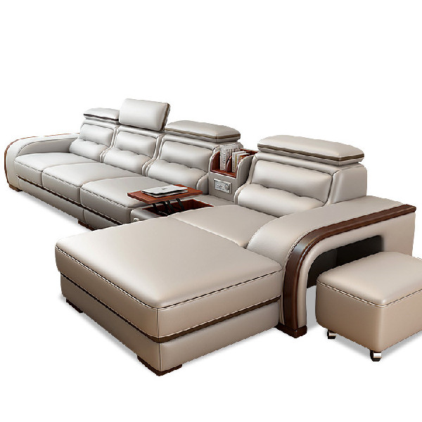 For Custom Prefab Houses On Sales Fancy New Model 4 Seater Genuine Leather Sofa Living Room Furniture