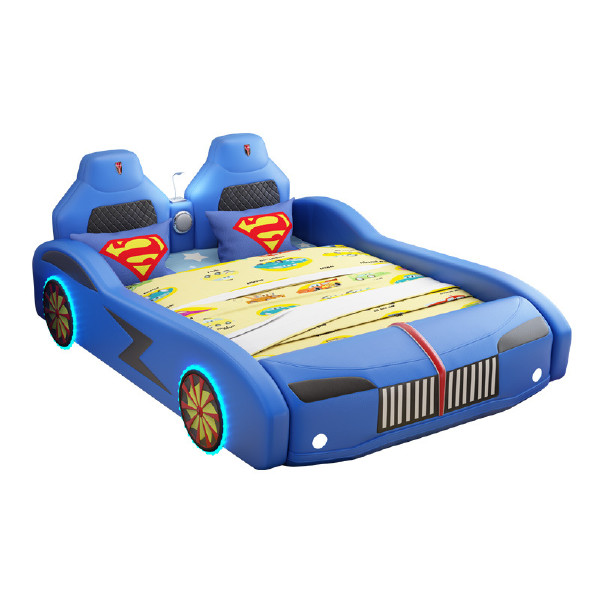 Xijiayi Furniture Children's bedroom furniture Modern race car bed children beds luxury kid wooden leather car bed