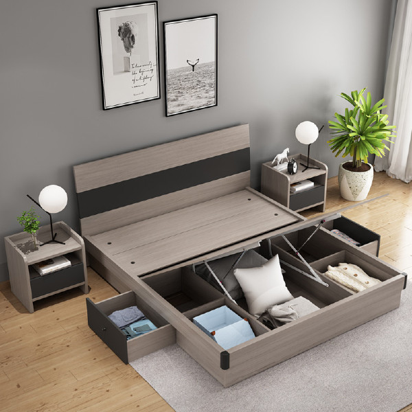 Hot selling high quality Bedroom furniture multifunction storage luxury King size frame double solid wood beds