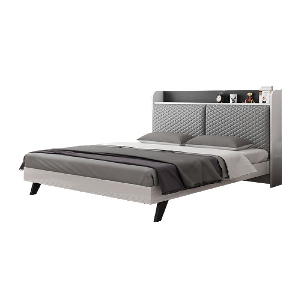 Luxury italian style bedroom furniture multifunction queen size modern double bed modern  leather storage bed