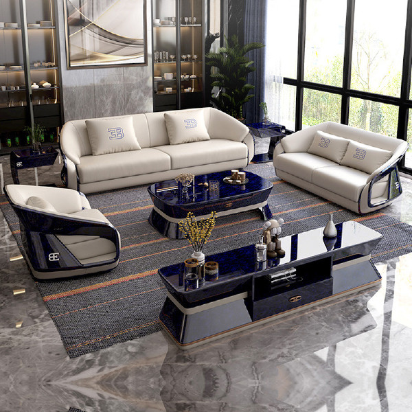 Postmodern Italian light luxury sofa designer living room B first layer leather light luxury sofa combination